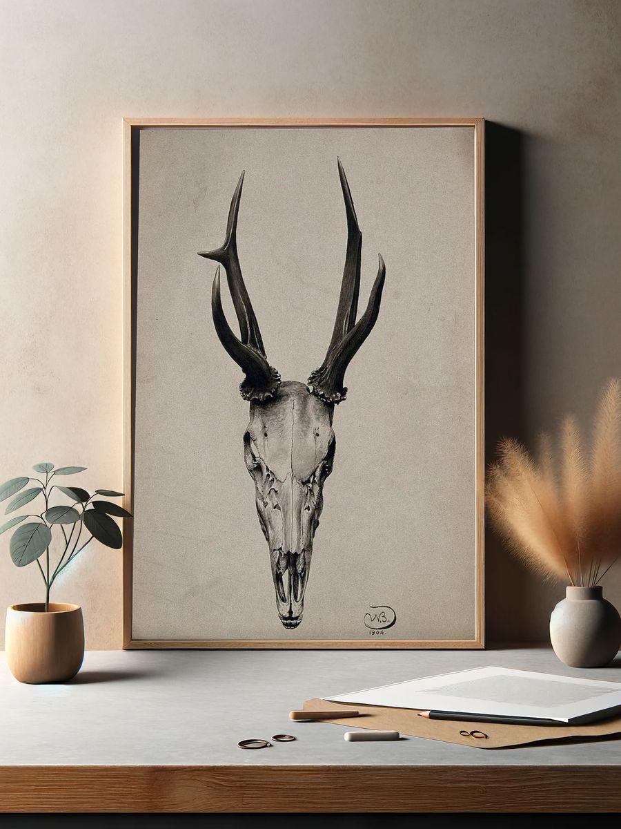 Deer Skull — Fine Art Print. — room view 2