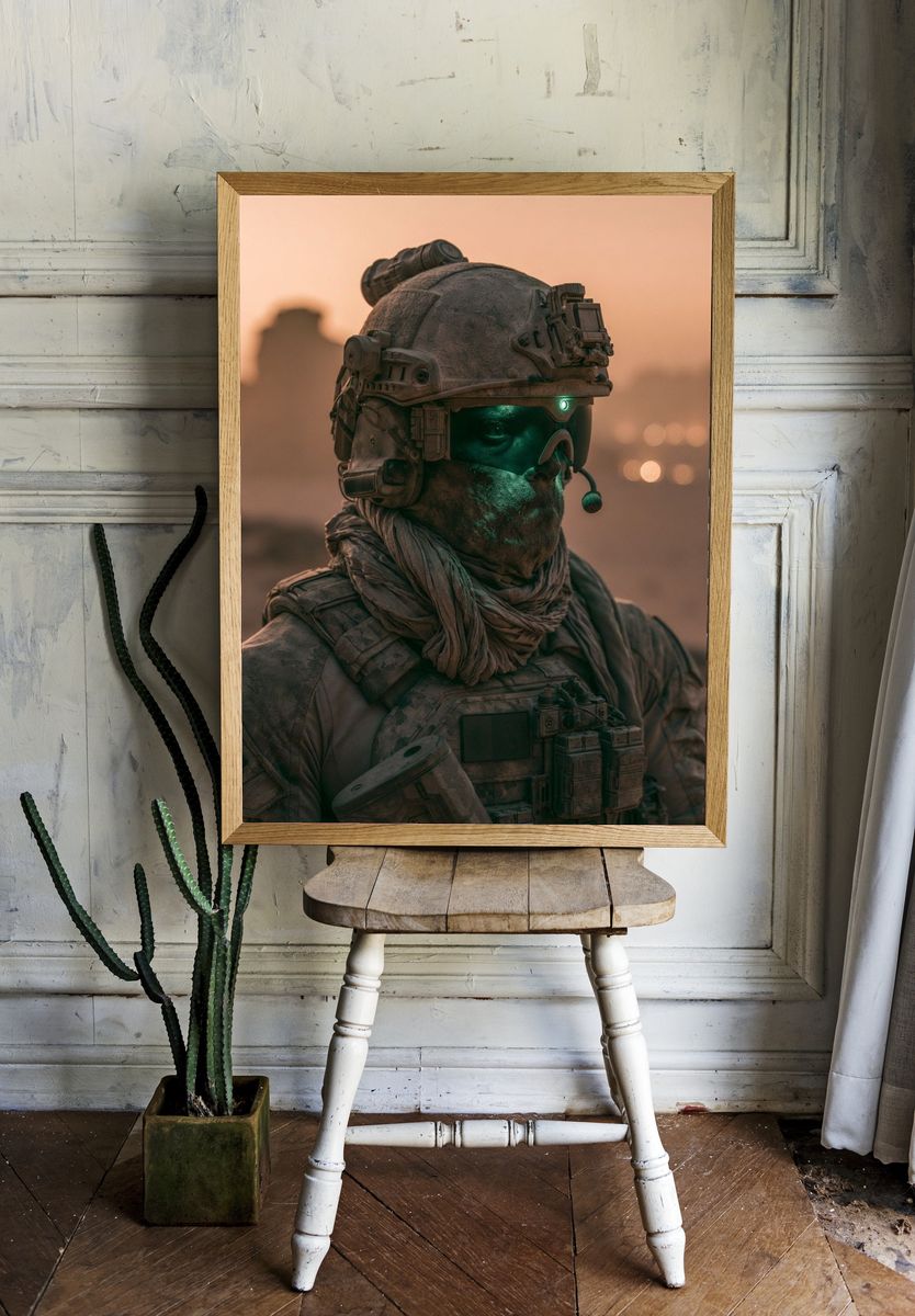 Desert Soldier Sci-Fi Portrait Poster. room preview