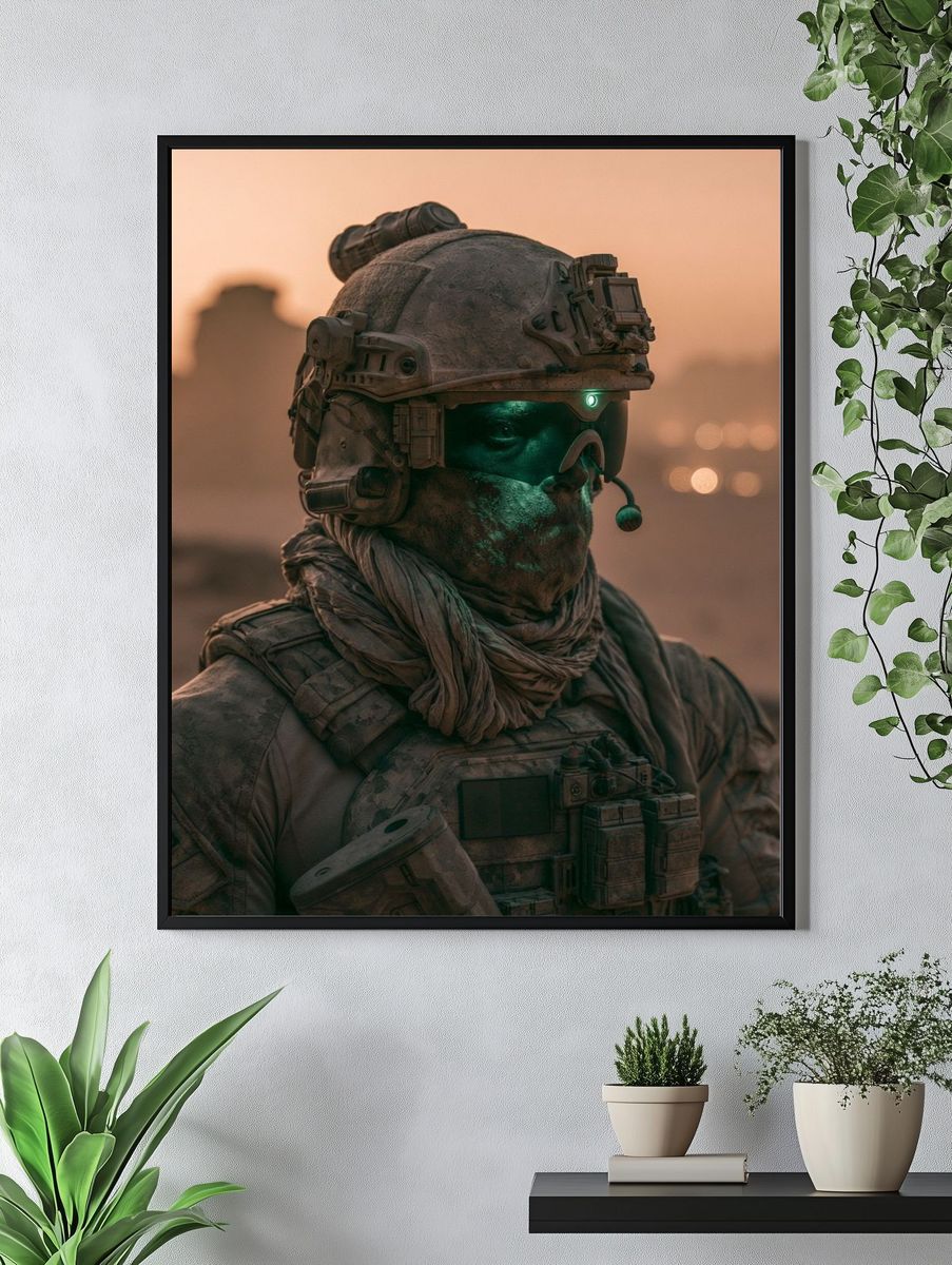 Desert Soldier Sci-Fi Portrait Poster. — room view 4