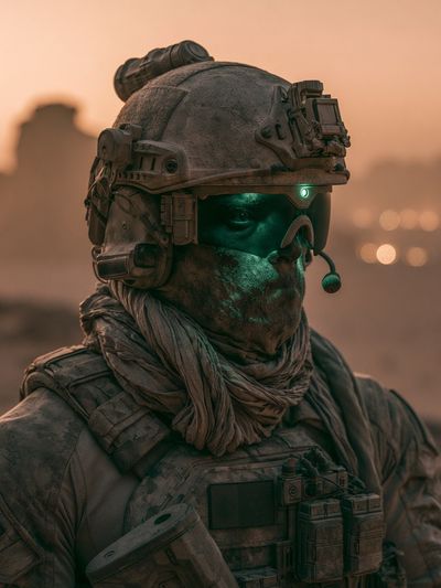 Desert Soldier Sci-Fi Portrait Poster.