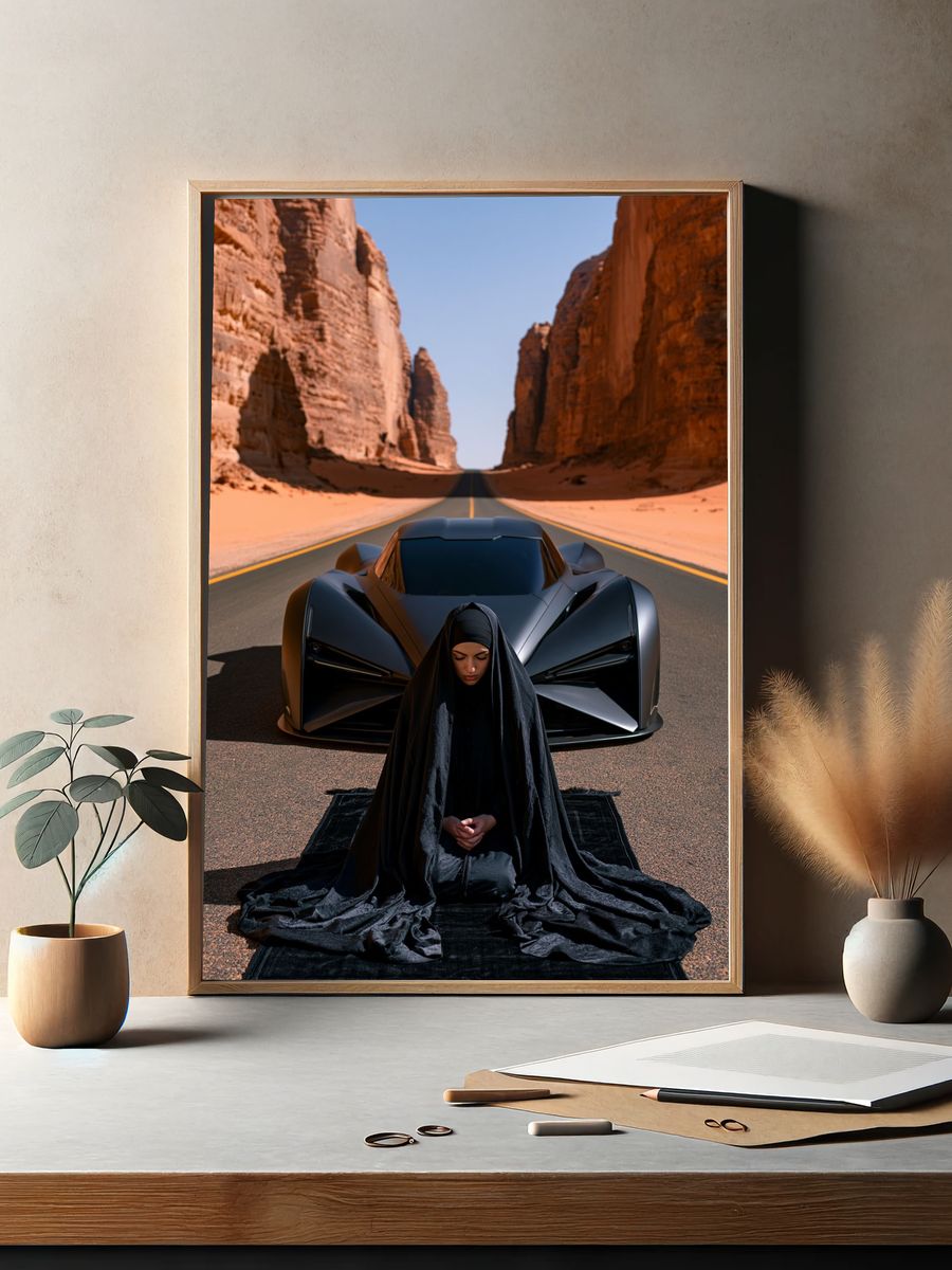 Desert Supercar Portrait Print. — room view 2