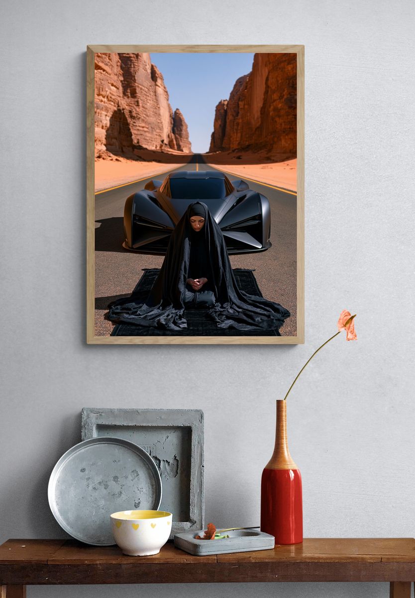 Desert Supercar Portrait Print. — room view 3