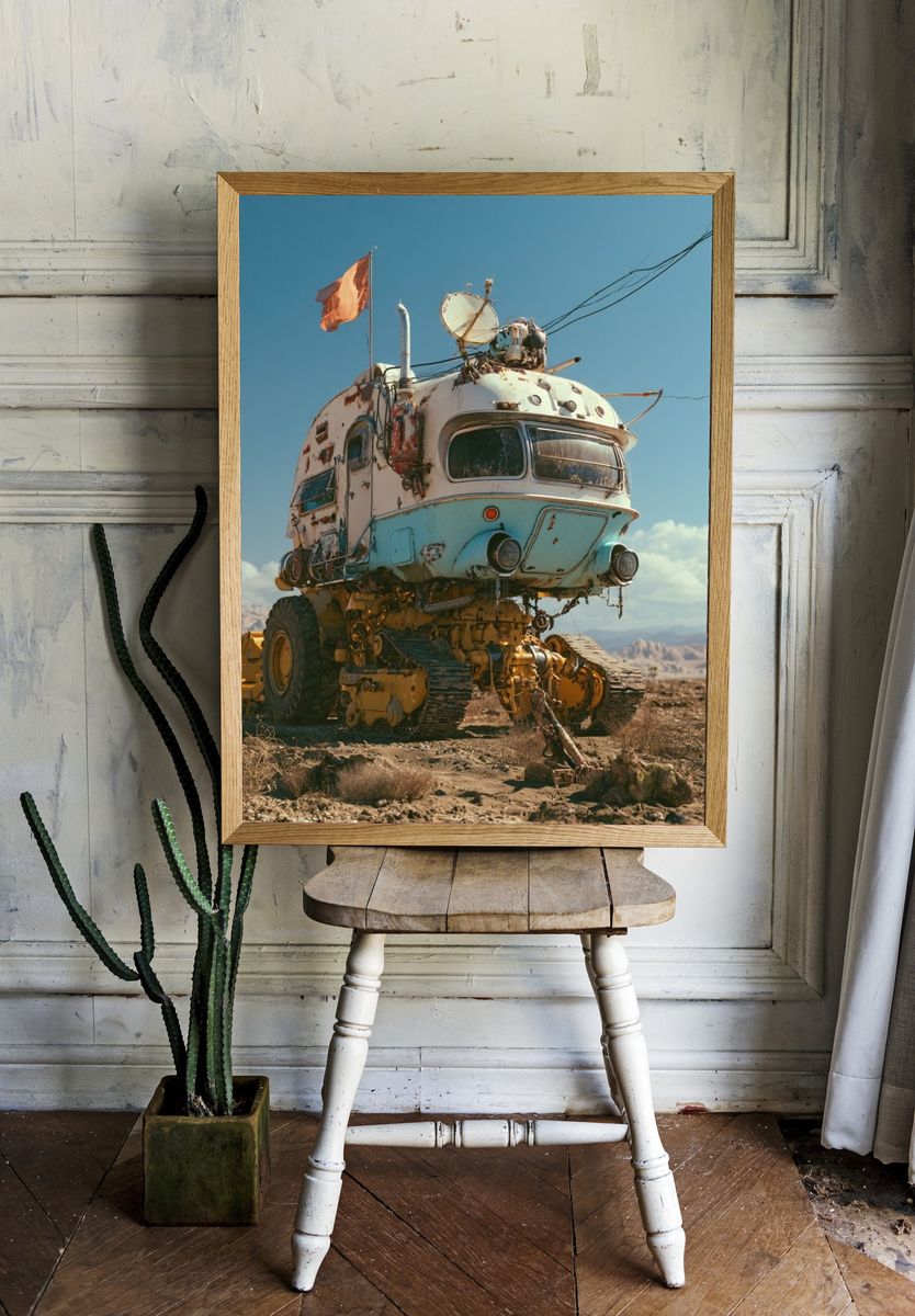 Desert Rover Surrealism Print. room preview