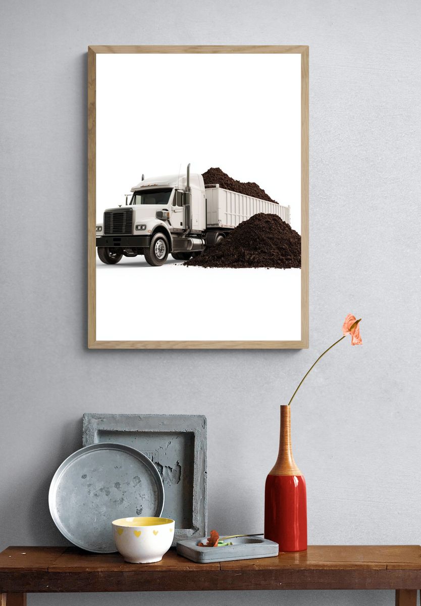 Dump Truck on White Background Poster. — room view 3
