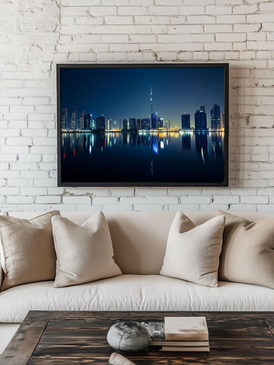 Dubai Skyline at Night — Photography Print. — room view 1