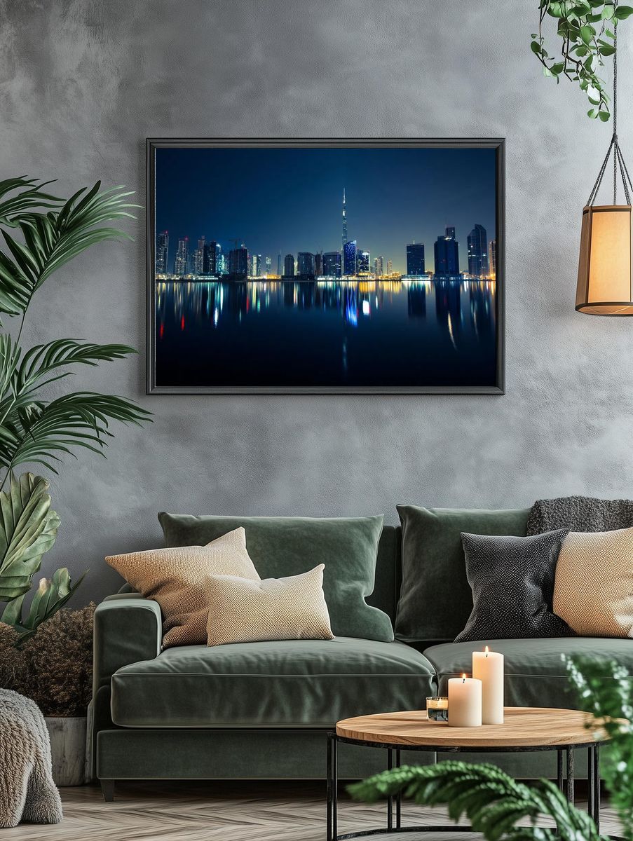 Dubai Skyline at Night — Photography Print. — room view 4