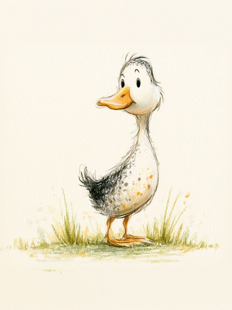 Cute Duckling Watercolor Print. poster — animals art