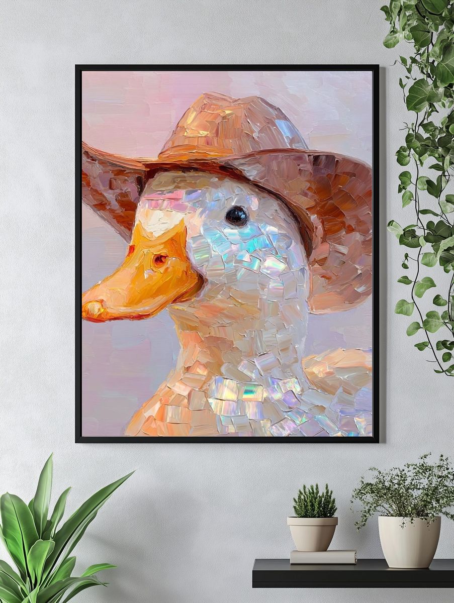 Duck in Cowboy Hat — Illustration Print. — room view 4