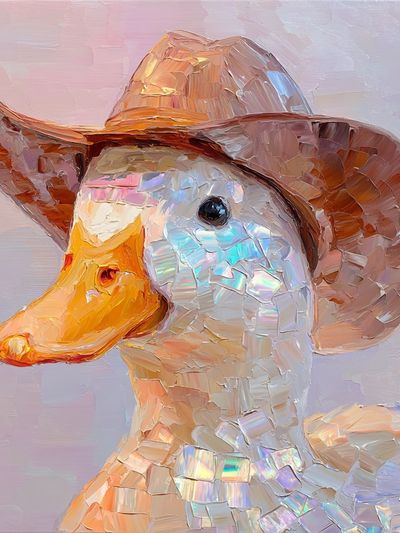 Duck in Cowboy Hat — Illustration Print. poster