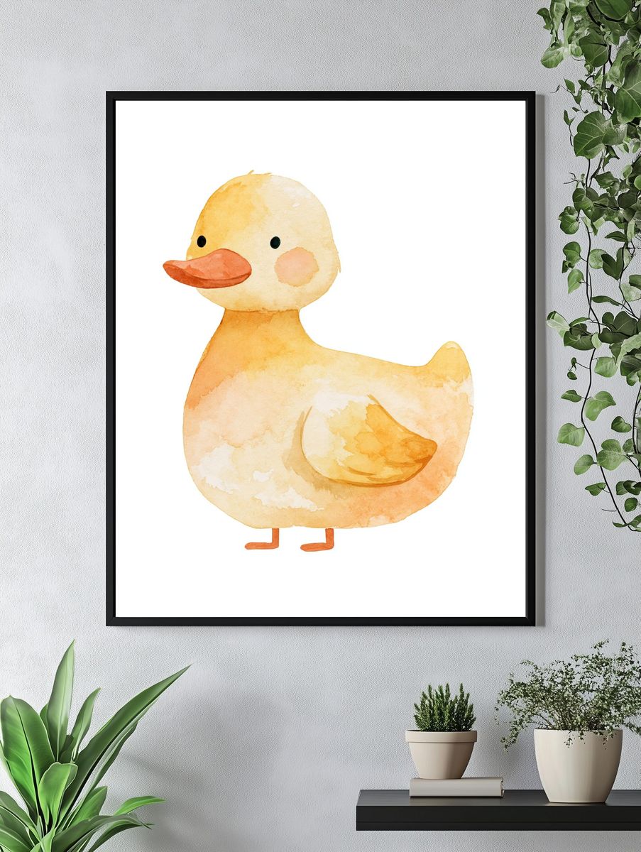 Cute Duck Watercolor Print. — room view 4