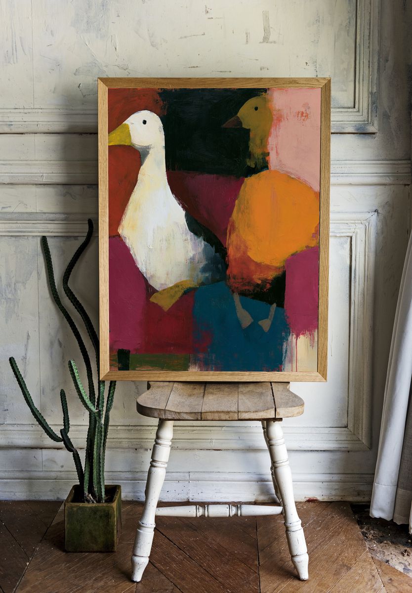 Duck Pair Abstract Poster. room preview