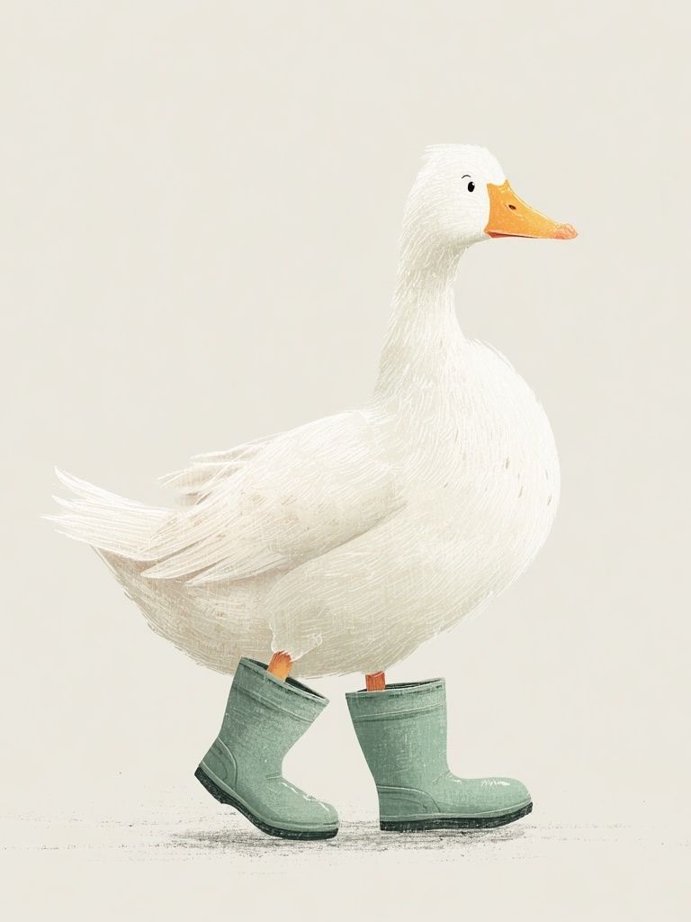 Duck in Rain Boots — Illustration Print. poster — illustration art