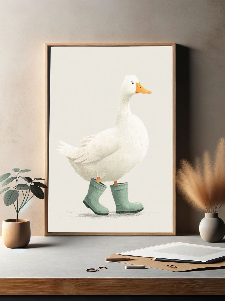 Duck in Rain Boots — Illustration Print. — room view 2