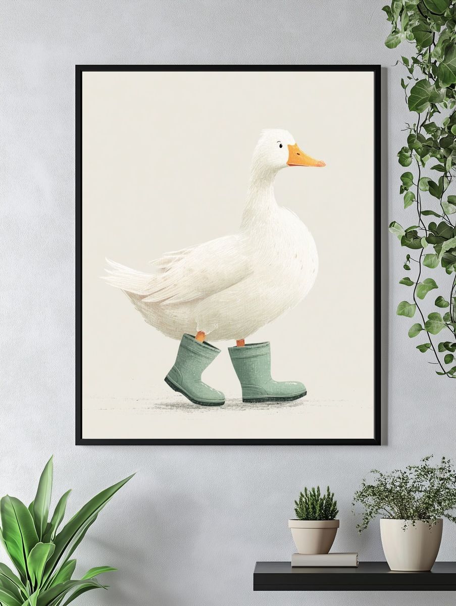 Duck in Rain Boots — Illustration Print. — room view 4