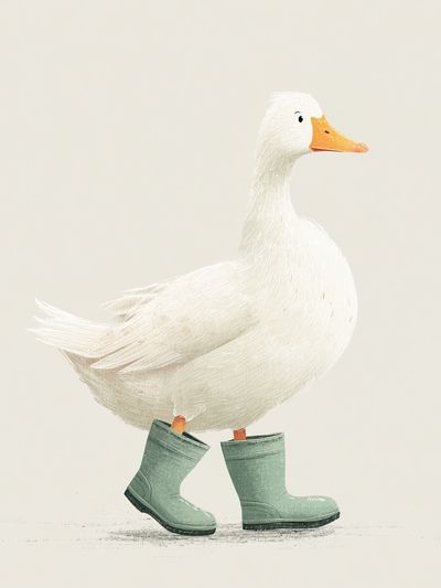 Duck in Rain Boots — Illustration Print. poster print