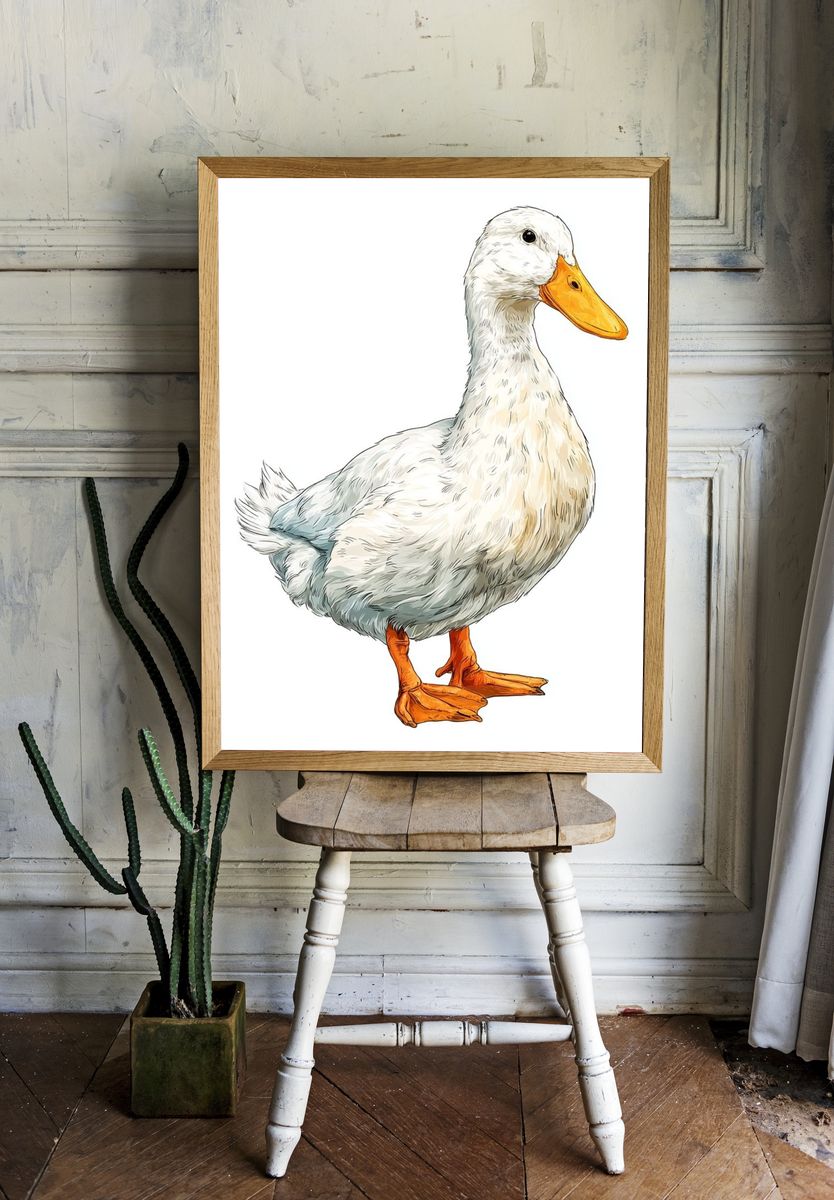 Cute Duck Illustration Poster. — room view 1