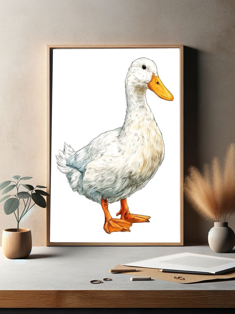 Cute Duck Illustration Poster. — room view 2