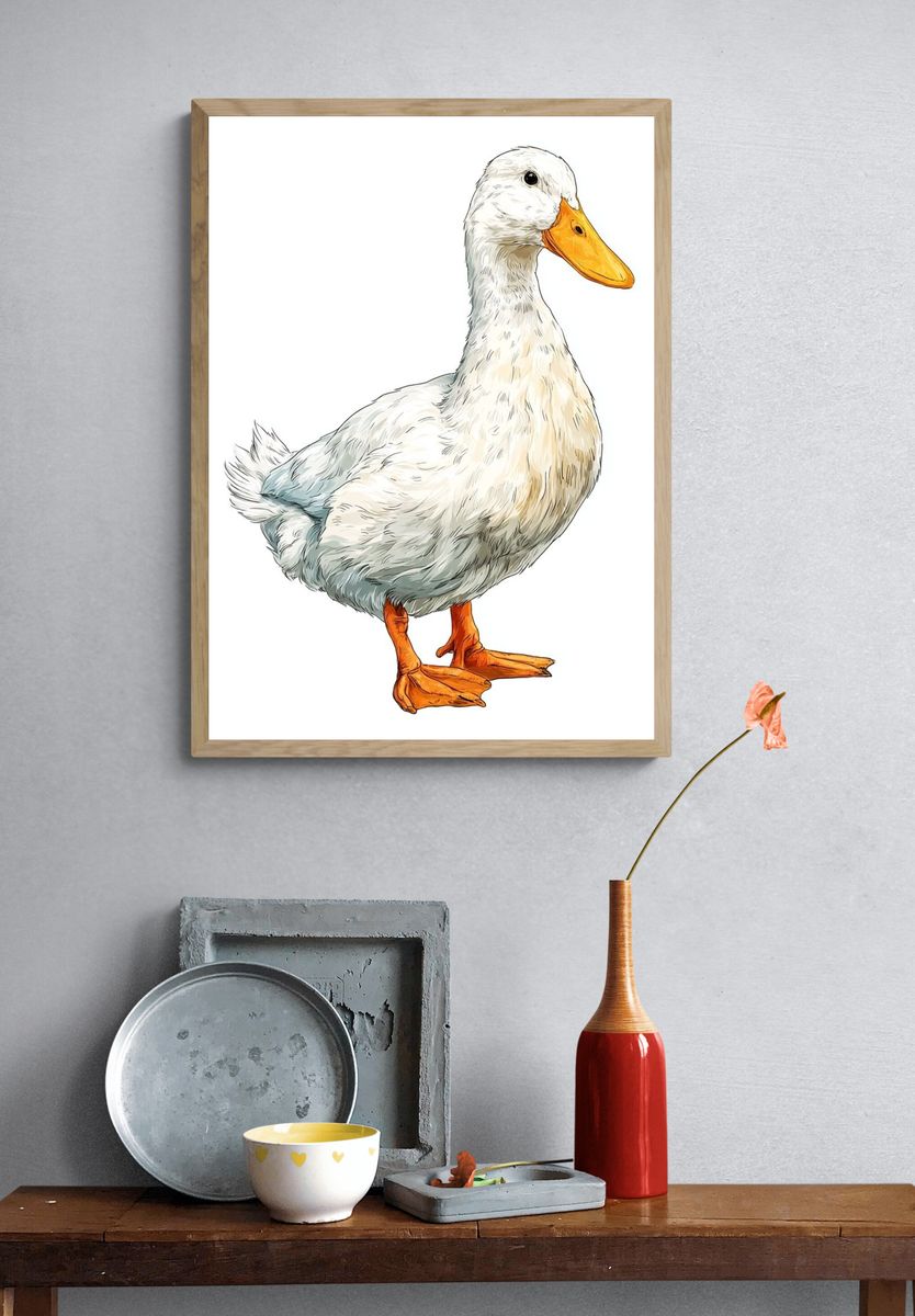 Cute Duck Illustration Poster. — room view 3