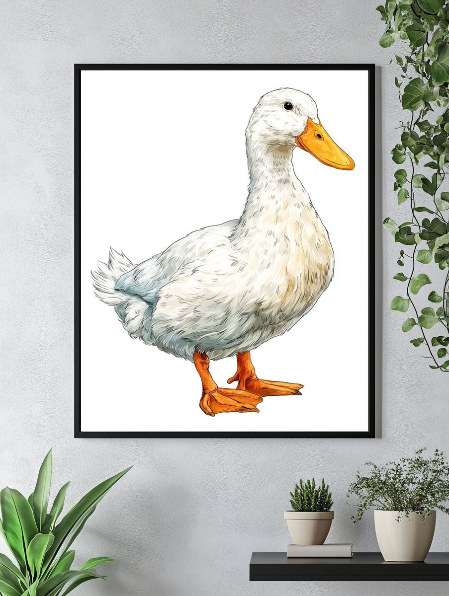 Cute Duck Illustration Poster. — room view 4