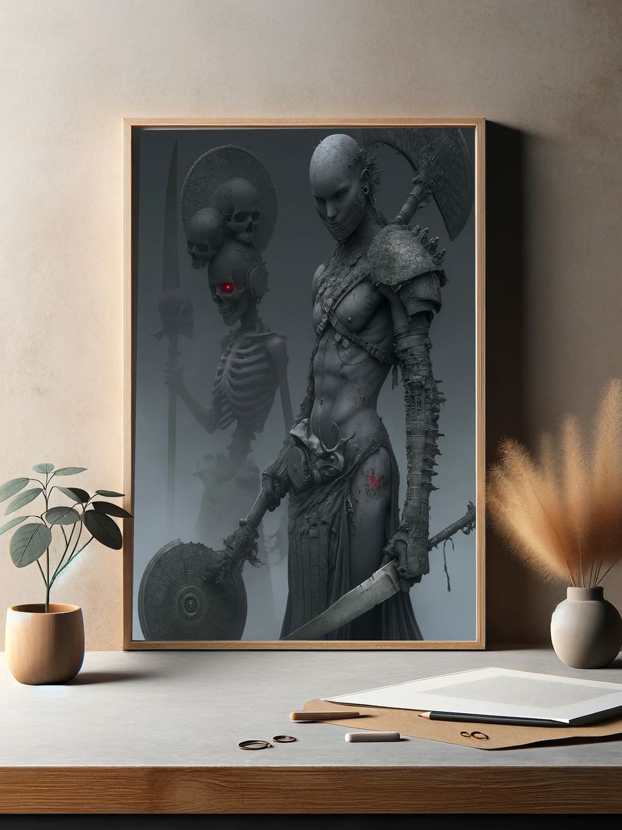 Dark Warrior Sculpture Print. — room view 2