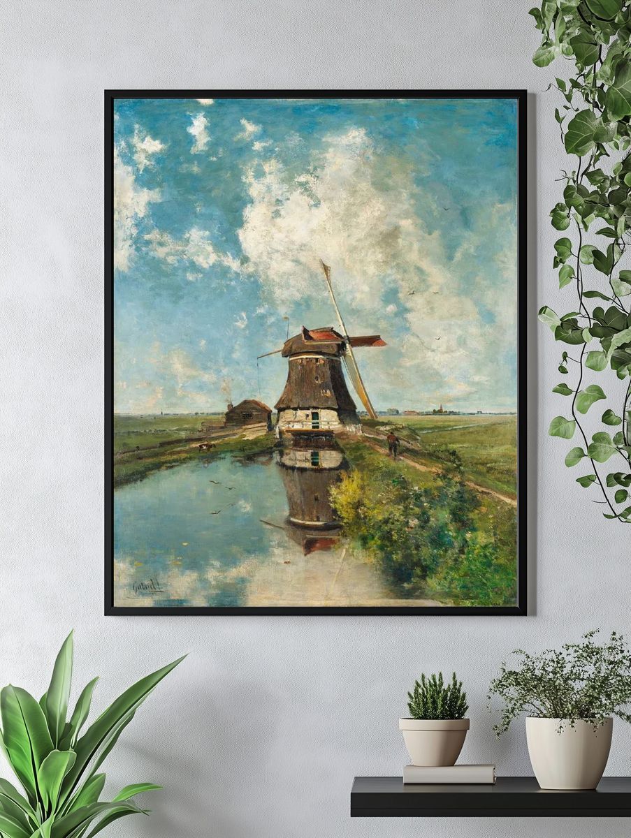 Dutch Windmill Landscape Poster. — room view 4