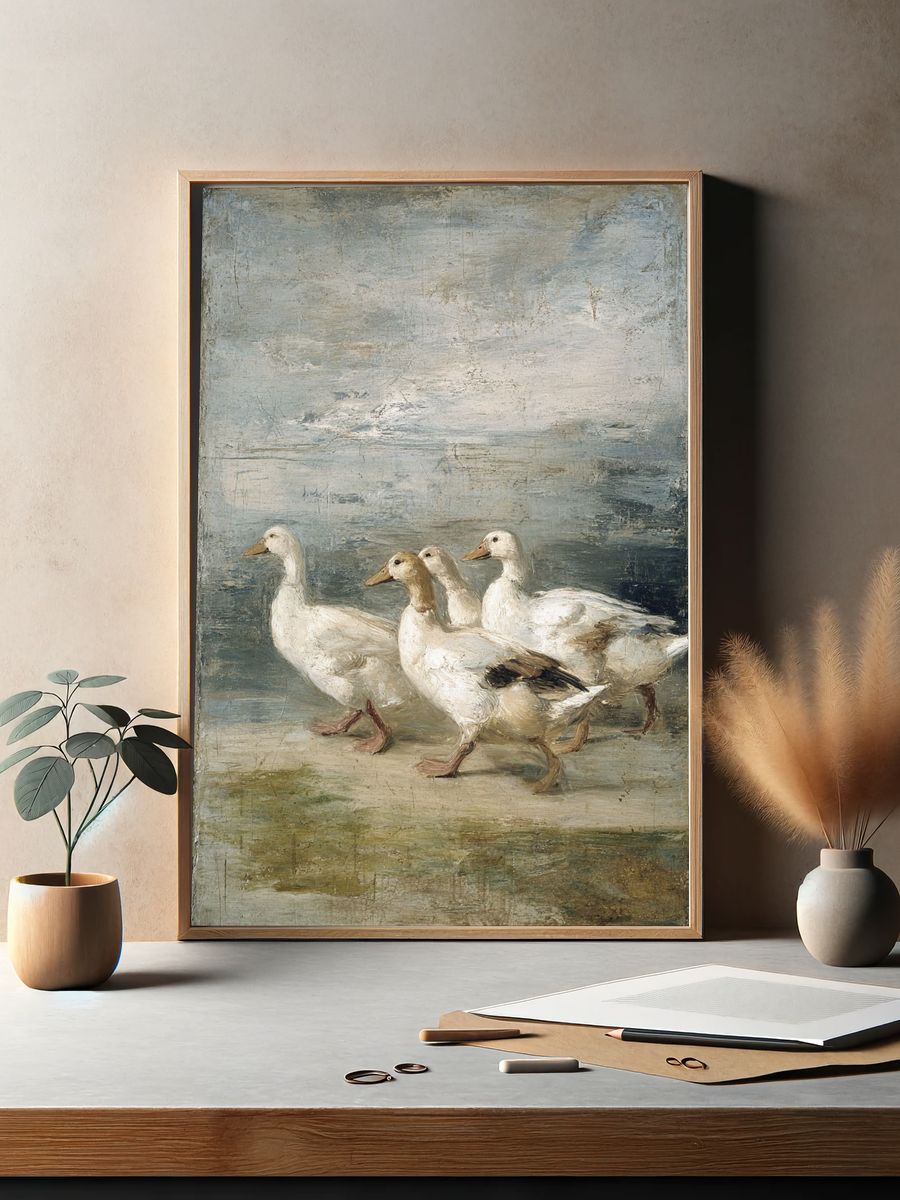 Ducks Walking — Fine Art Print. — room view 2