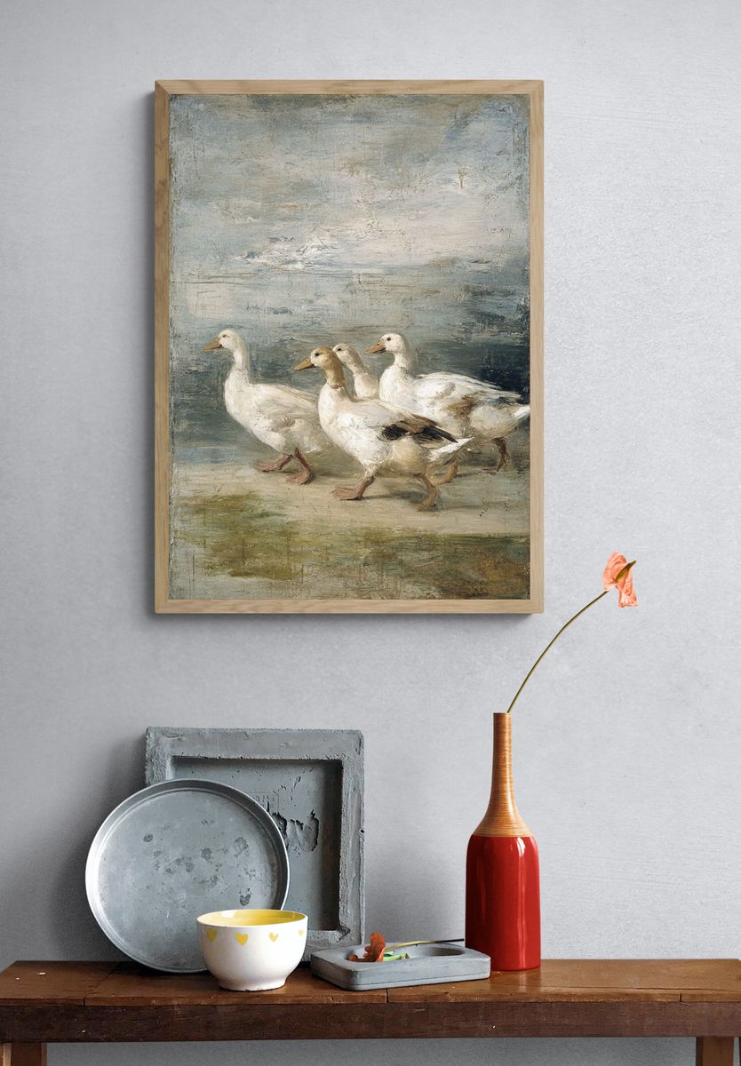 Ducks Walking — Fine Art Print. — room view 3