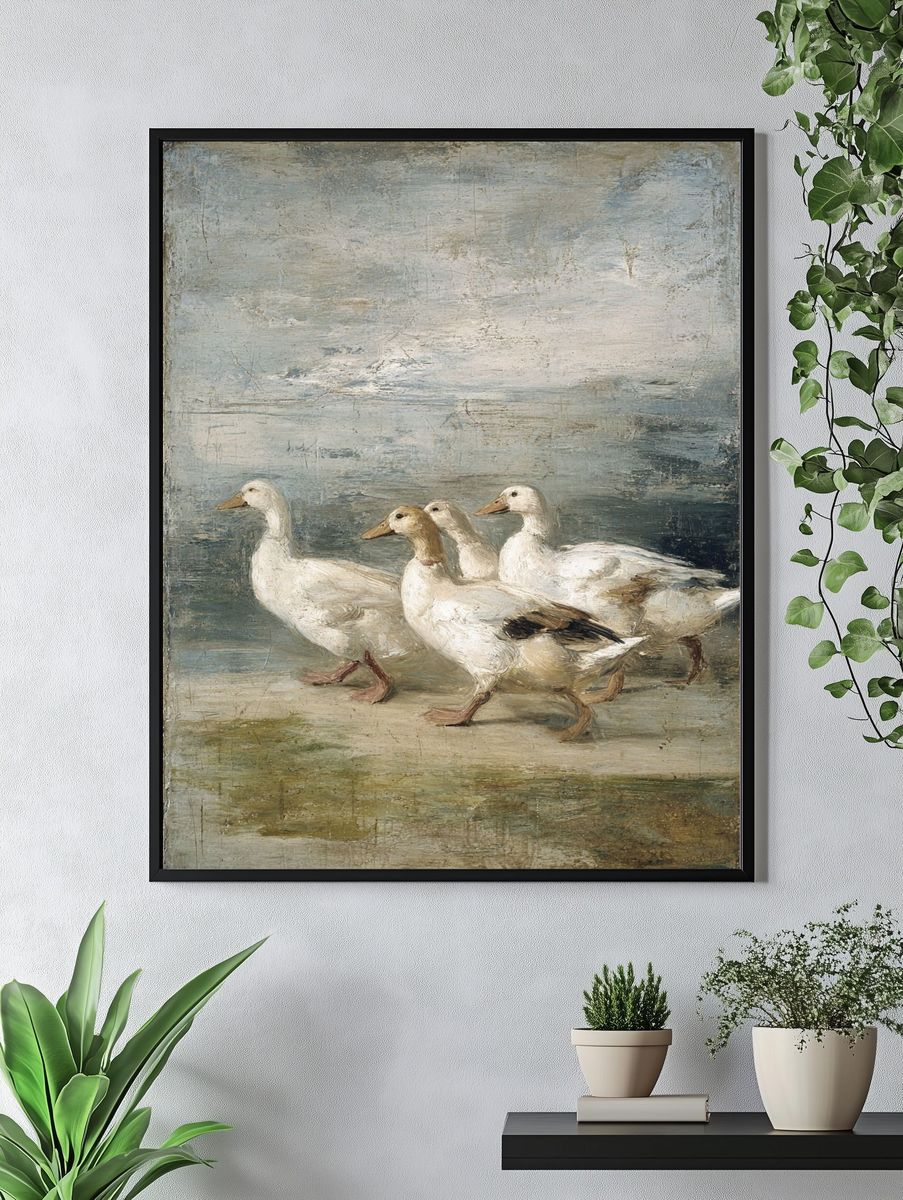 Ducks Walking — Fine Art Print. — room view 4