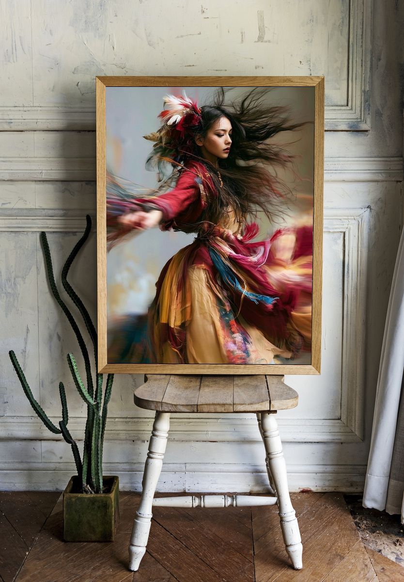 Dancing Woman Portrait Print. room preview