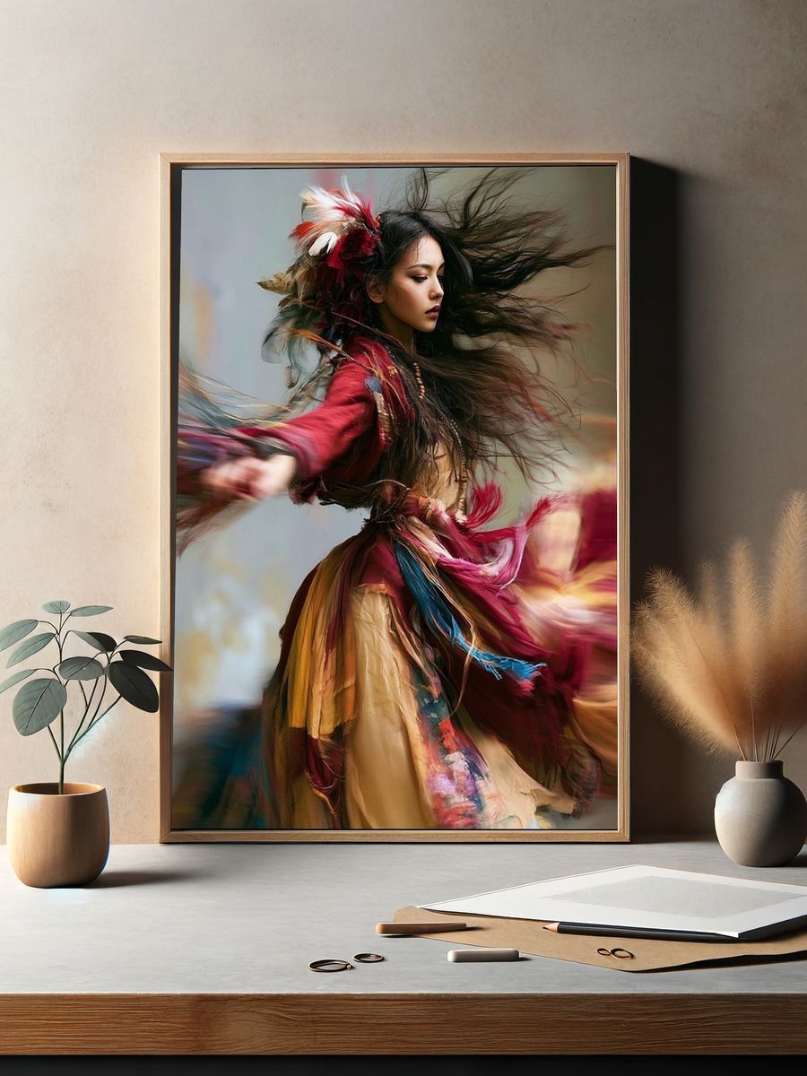 Dancing Woman Portrait Print. — room view 2