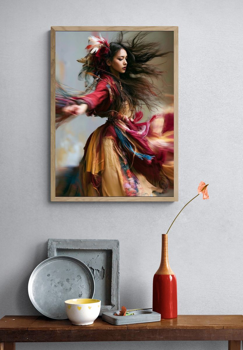 Dancing Woman Portrait Print. — room view 3