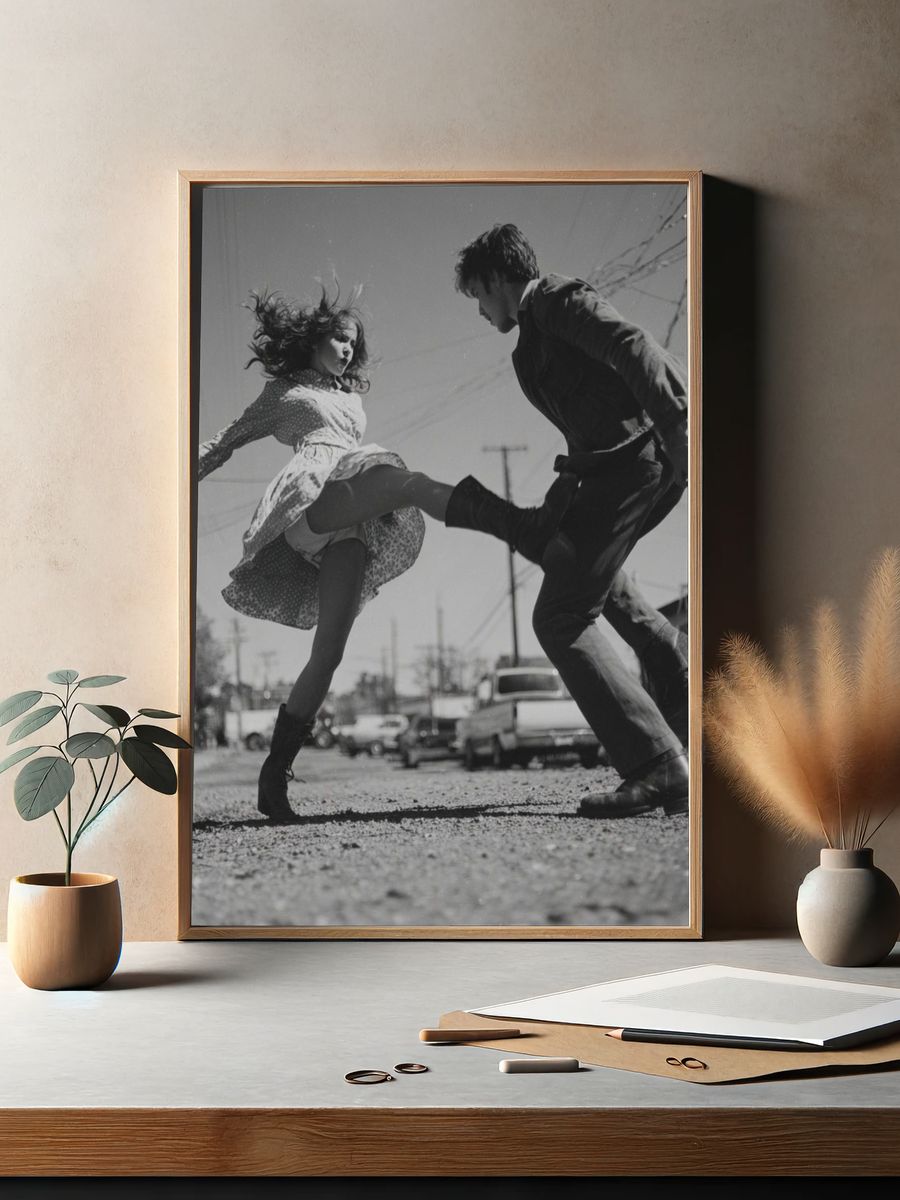 Dynamic Dance in Black and White Poster. — room view 2