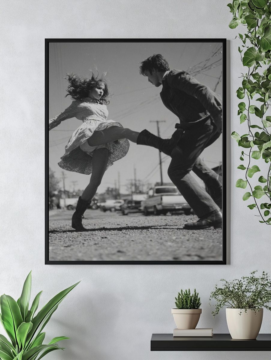 Dynamic Dance in Black and White Poster. — room view 4