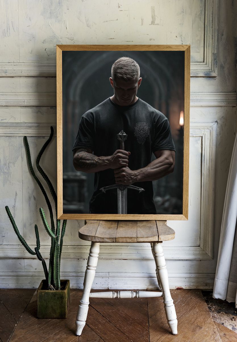 Dark Warrior Portrait Print. — room view 1