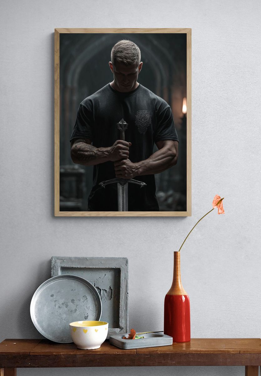 Dark Warrior Portrait Print. — room view 3