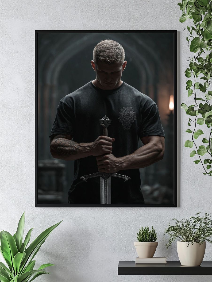 Dark Warrior Portrait Print. — room view 4