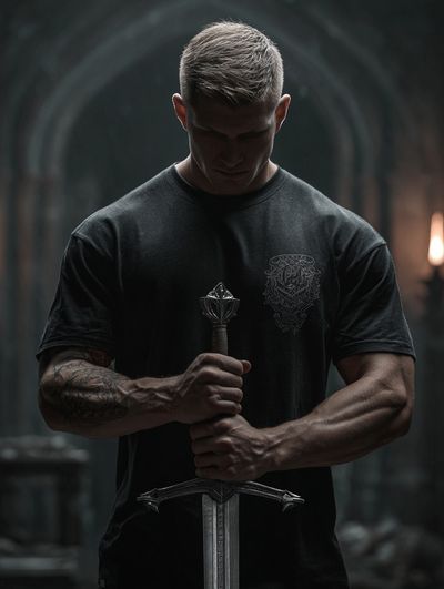 Dark Warrior Portrait Print. poster