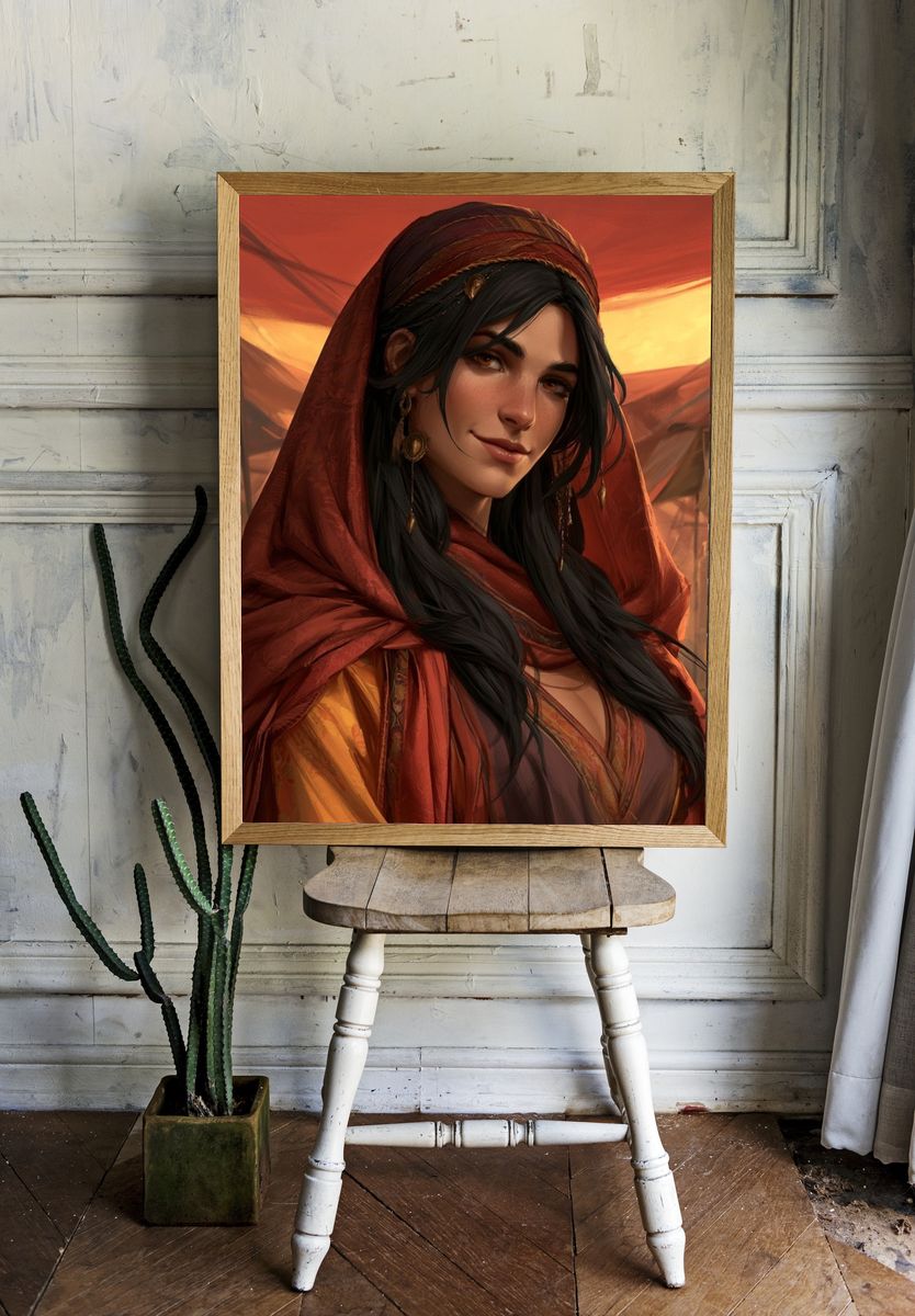 Desert Woman Portrait Print. room preview