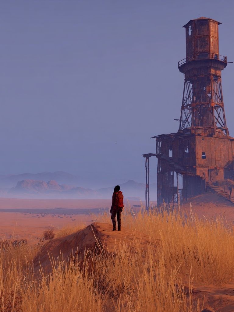 Desert Watchtower — Digital Art Print. poster — illustration art