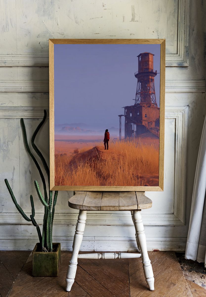 Desert Watchtower — Digital Art Print. — room view 1
