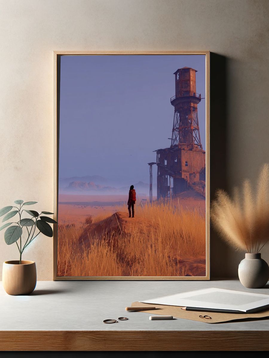 Desert Watchtower — Digital Art Print. — room view 2