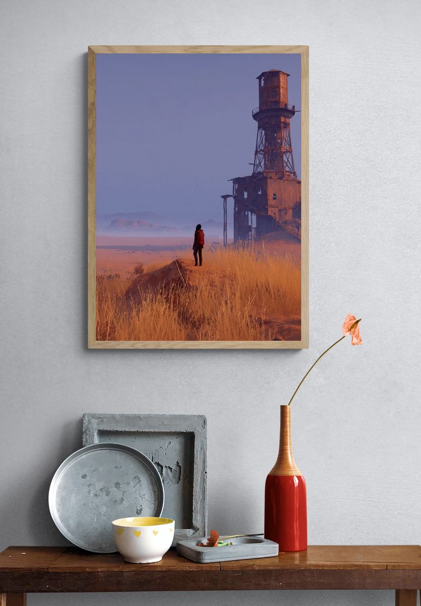 Desert Watchtower — Digital Art Print. — room view 3