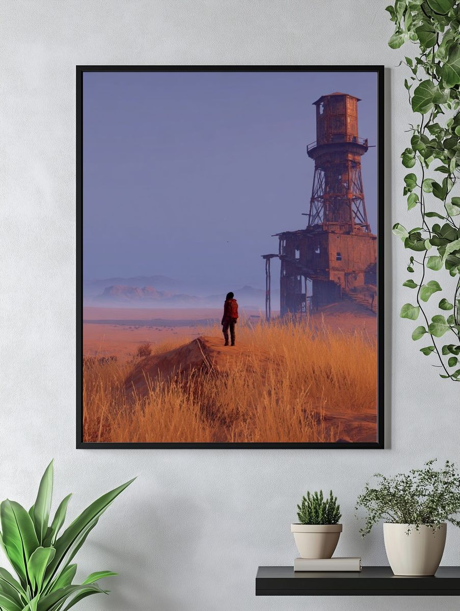 Desert Watchtower — Digital Art Print. — room view 4