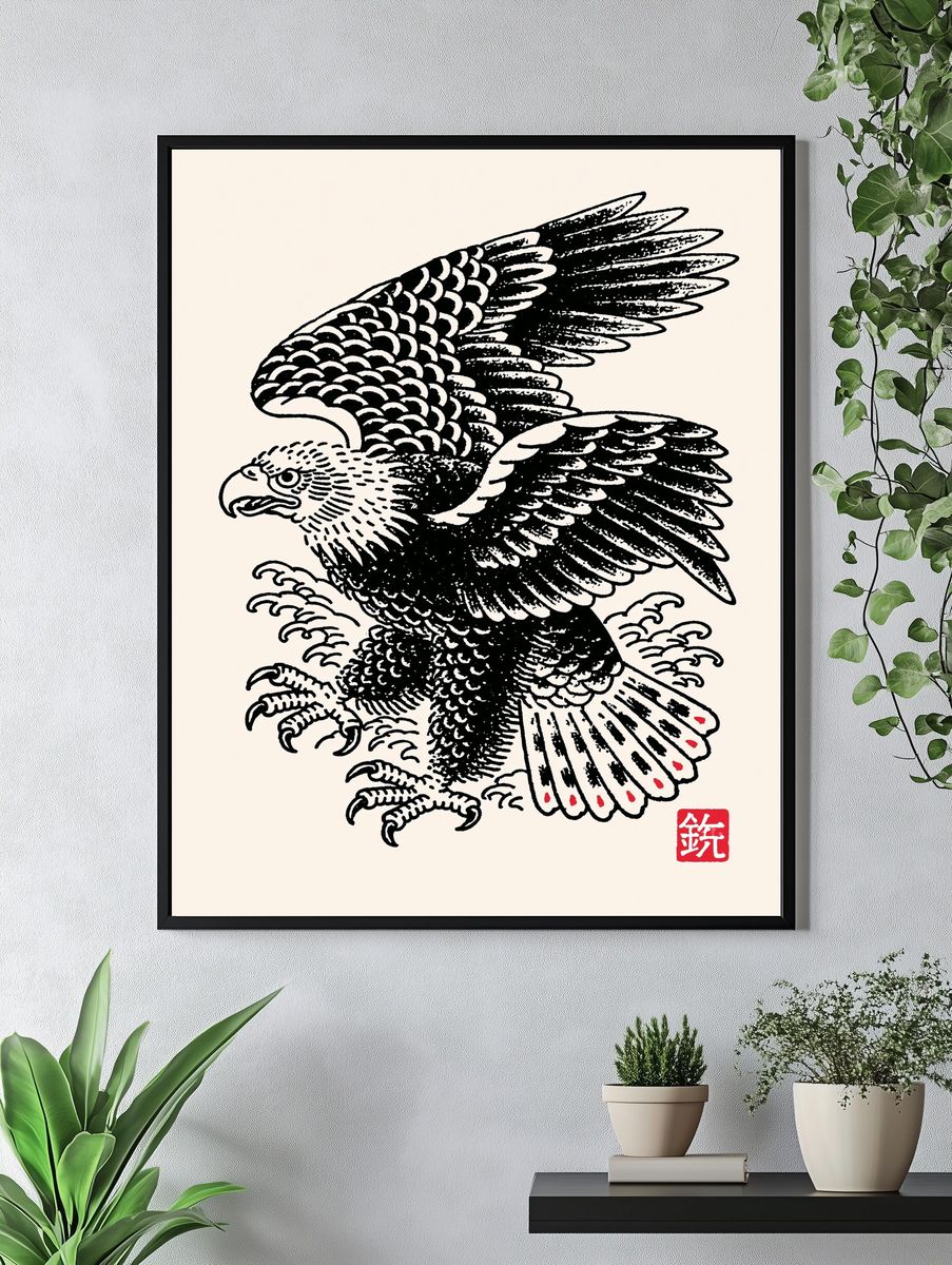 Japanese Eagle Ink Poster. — room view 4