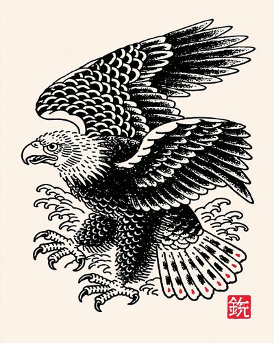 Japanese Eagle Ink Poster.