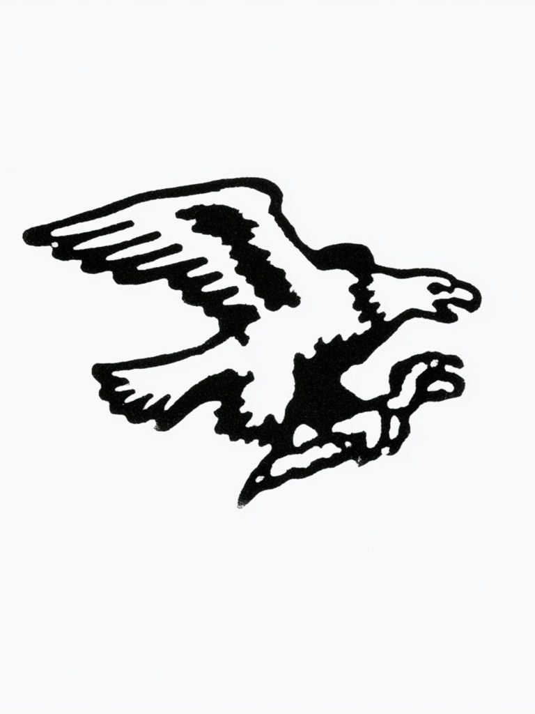 Flying Eagle Line Art Print. poster — animals art