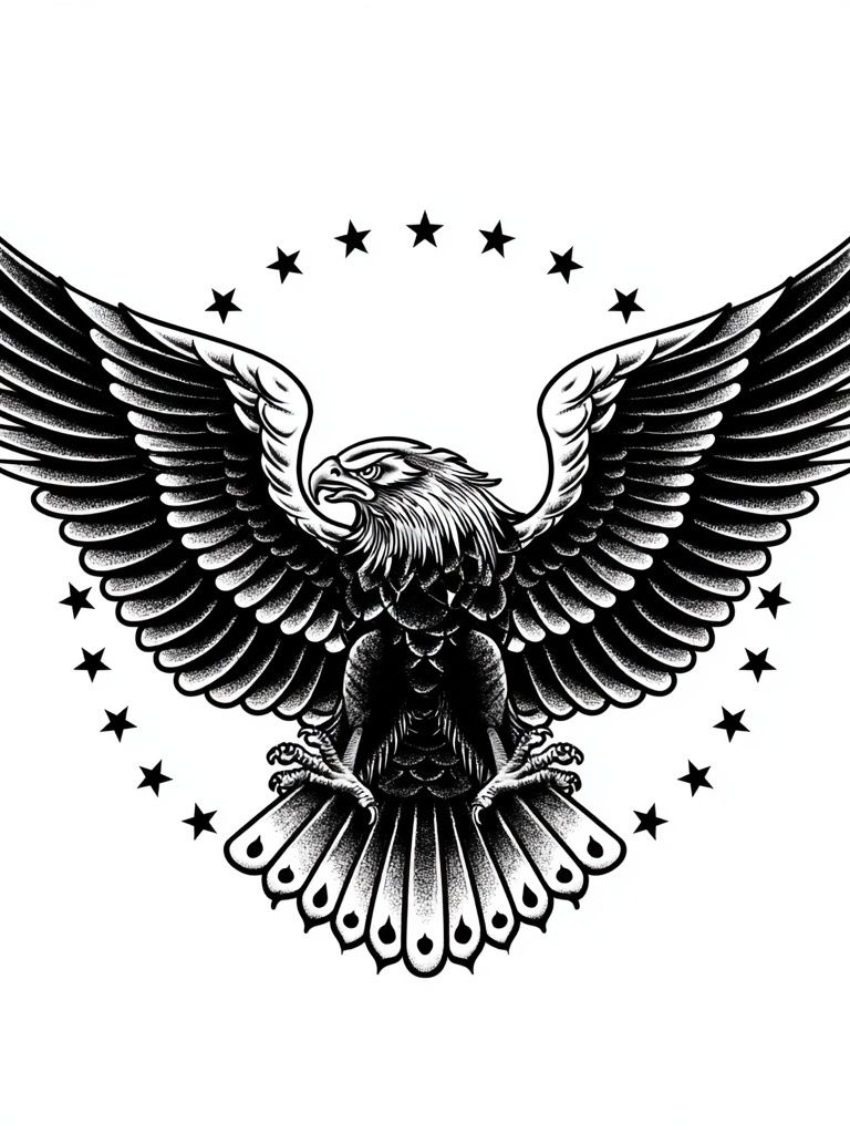 Eagle Emblem Black-White Print. poster detail