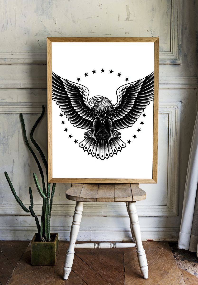 Eagle Emblem Black-White Print. — room view 1