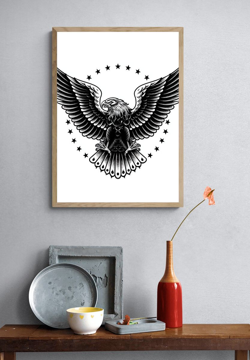 Eagle Emblem Black-White Print. — room view 3