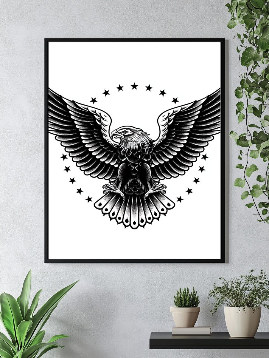 Eagle Emblem Black-White Print. — room view 4